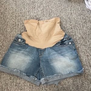 Maternity jean shorts